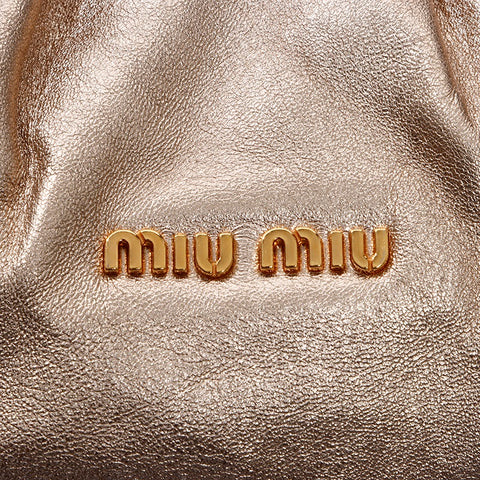 ミュウ ミュウ Miu Miu レザー 2way ハンドバッグ ゴールド WS8538