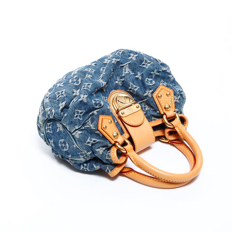 Louis Vuitton LOUIS VUITTON VI1025 Pretty Monogram Denim Mini Handbag Blue WS8541