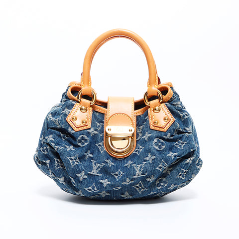 Louis Vuitton LOUIS VUITTON VI1025 Pretty Monogram Denim Mini Handbag Blue WS8541