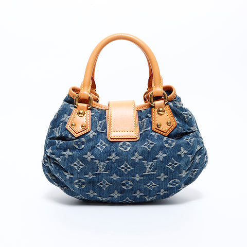 Louis Vuitton LOUIS VUITTON VI1025 Pretty Monogram Denim Mini Handbag Blue WS8541