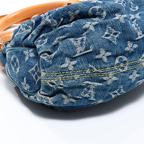 Louis Vuitton LOUIS VUITTON VI1025 Pretty Monogram Denim Mini Handbag Blue WS8541