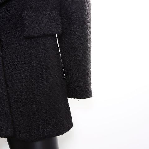 Chanel CHANEL SIze 42 Tweed Coco Mark Button 01A Jacket Black WS8552