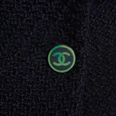 Chanel CHANEL SIze 42 Tweed Coco Mark Button 01A Jacket Black WS8552