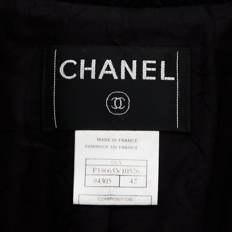 Chanel CHANEL SIze 42 Tweed Coco Mark Button 01A Jacket Black WS8552