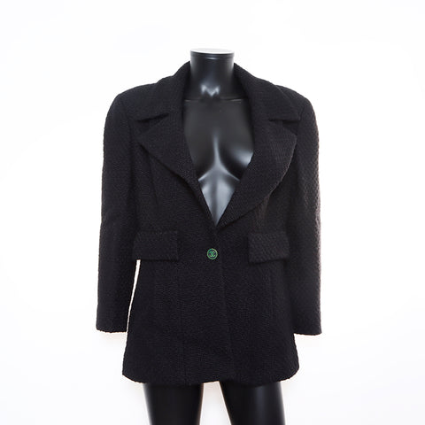 Chanel CHANEL SIze 42 Tweed Coco Mark Button 01A Jacket Black WS8552