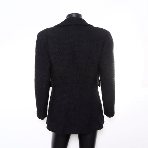 Chanel CHANEL SIze 42 Tweed Coco Mark Button 01A Jacket Black WS8552