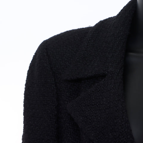 Chanel CHANEL SIze 42 Tweed Coco Mark Button 01A Jacket Black WS8552
