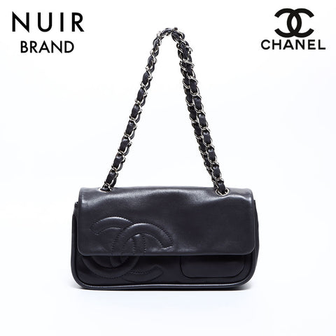 シャネル CHANEL 11番台 ラムスキン ショルダーバッグ グレー WS8558