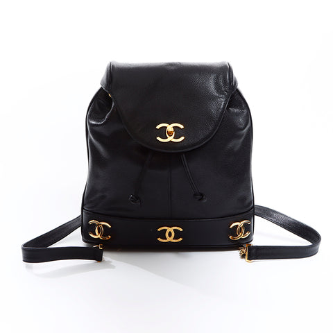 chanel caviar leather backpack Chanel CHANEL No. 2 Caviar Skin Coco Mark Backpack/Daypack Black WS856 – NUIR VINTAGE