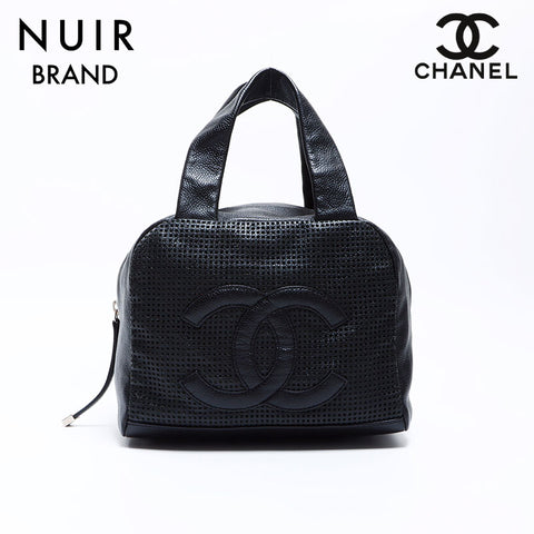 シャネル CHANEL 9番台 キャビアスキン ココマーク ハンドバッグ ブラック WS8568