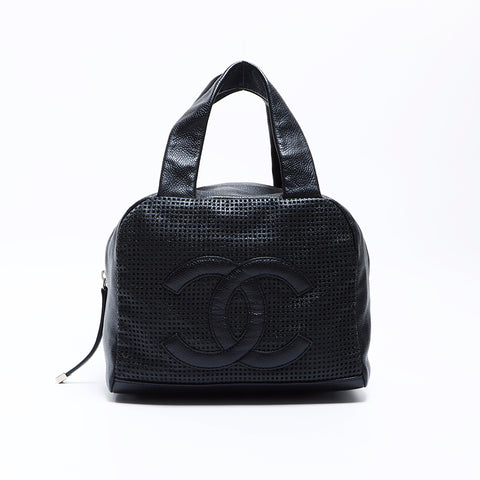 シャネル CHANEL 9番台 キャビアスキン ココマーク ハンドバッグ ブラック WS8568