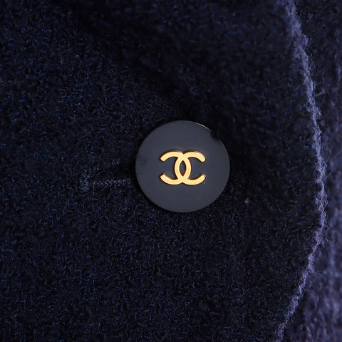Chanel Coco Button Wool Jacket Navy WS8574