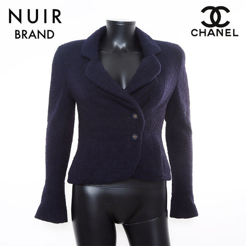 Chanel Coco Button Wool Jacket Navy WS8574