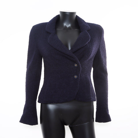 Chanel Coco Button Wool Jacket Navy WS8574