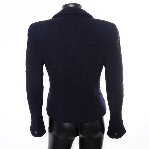 Chanel Coco Button Wool Jacket Navy WS8574