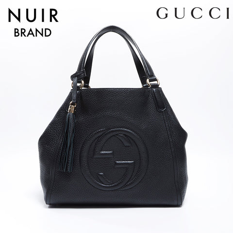 グッチ GUCCI レザー ソーホー ハンドバッグ ブラック WS8588 – NUIR VINTAGE