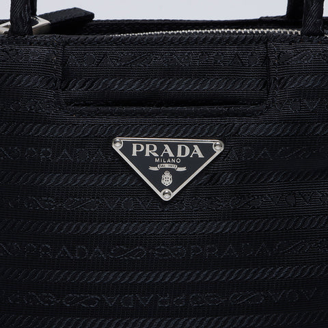 プラダ PRADA ボーダー ミニ ハンドバッグ ブラック WS8597