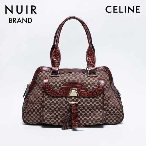 Celine Macadam图案帆布波士顿袋棕色WS8604