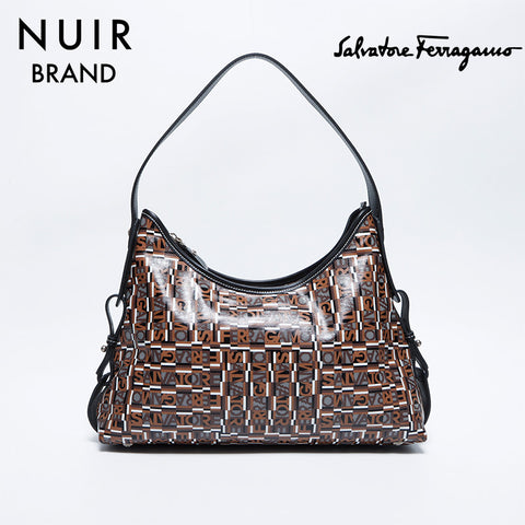 Salvatore Ferragamo Salvatore Ferragamo logo all-over shoulder bag brown WS8605