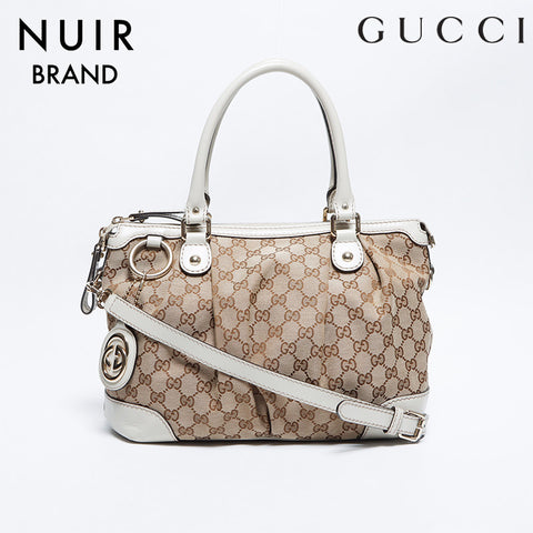 Gucci GG Canvas 2way Handbag Beige WS8619