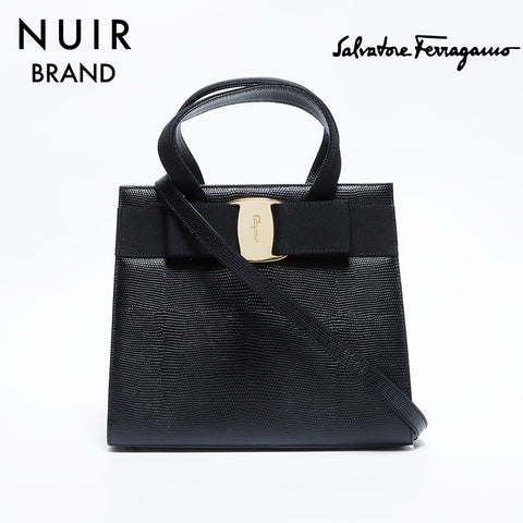 Salvatore Ferragamo 2way embossed leather vara handbag black WS8621