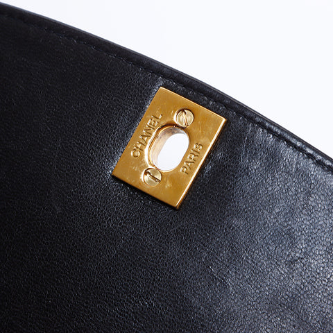 Chanel Diana 25 No. 3 Lambskin Matelasse连锁可可标记肩袋黑色WS8633