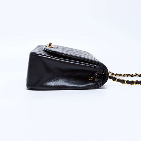 Chanel Diana 25 No. 3 Lambskin Matelasse连锁可可标记肩袋黑色WS8633