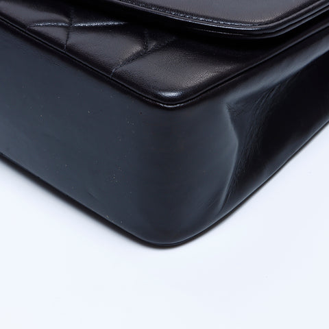 Chanel Diana 25 No. 3 Lambskin Matelasse连锁可可标记肩袋黑色WS8633