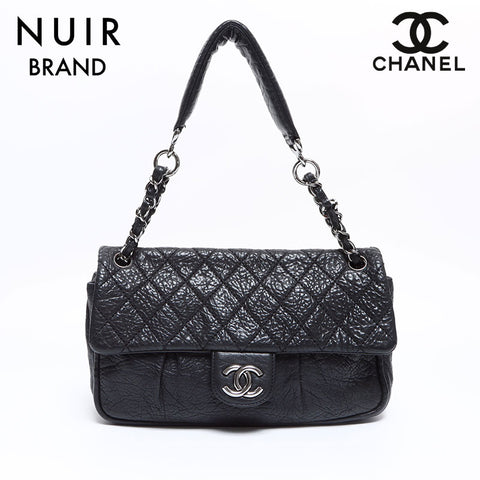 シャネル CHANEL 12番台 マトラッセ チェーン シルバー金具 ショルダーバッグ ブラック WS8642