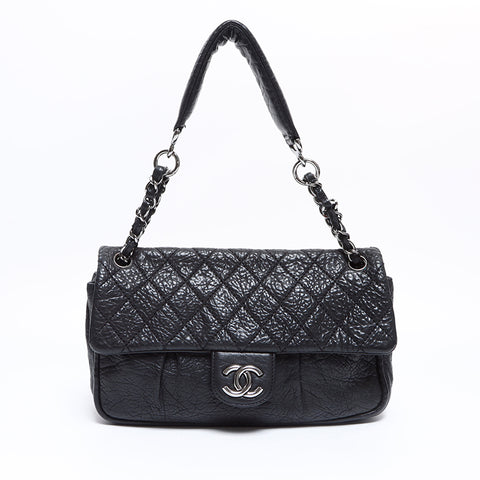 シャネル CHANEL 12番台 マトラッセ チェーン シルバー金具 ショルダーバッグ ブラック WS8642