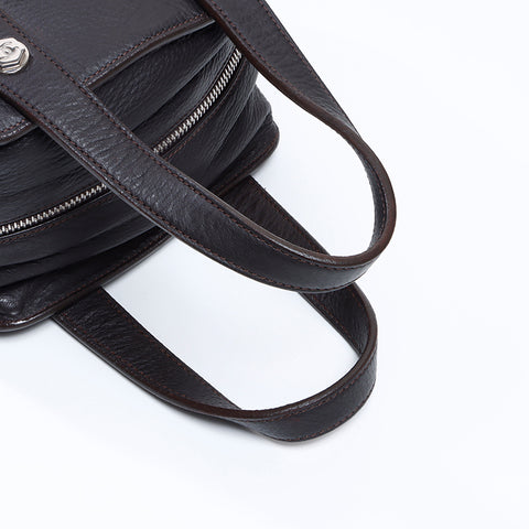 シャネル CHANEL 9番台 ミニボストン レザー シルバー金具 ハンドバッグ ダークブラウン WS8644