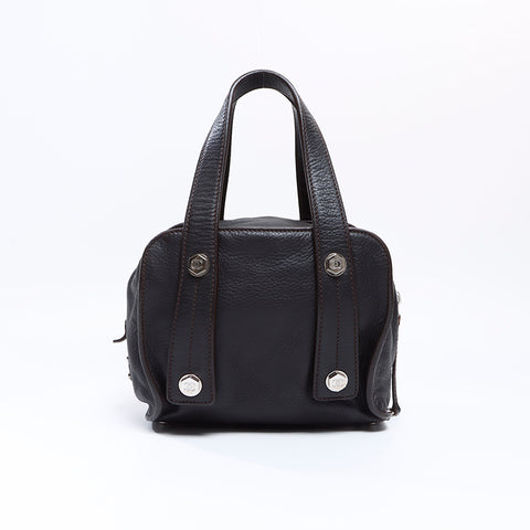 シャネル CHANEL 9番台 ミニボストン レザー シルバー金具 ハンドバッグ ダークブラウン WS8644
