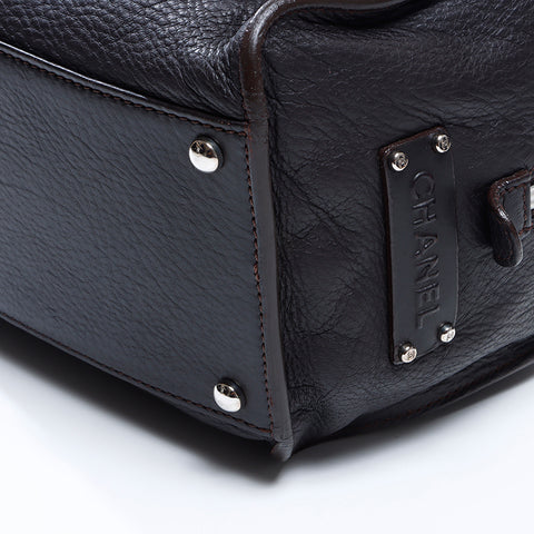 シャネル CHANEL 9番台 ミニボストン レザー シルバー金具 ハンドバッグ ダークブラウン WS8644