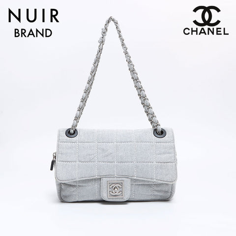 シャネル CHANEL 9番台 スポーツライン コットン マトラッセ ショルダーバッグ グレー WS8645