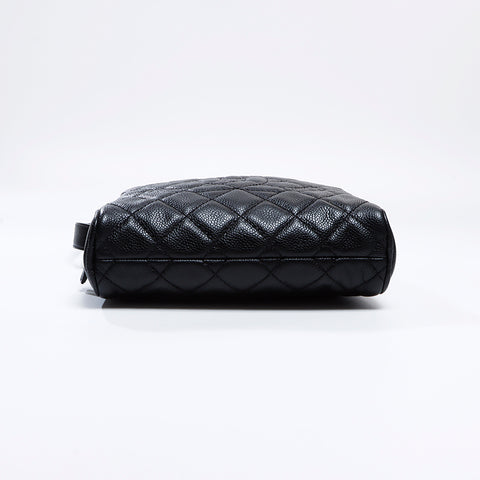 極美品 シャネル CHANEL 12番台 キャビアスキン ココマーク ショルダーバッグ  ブラック WS8647