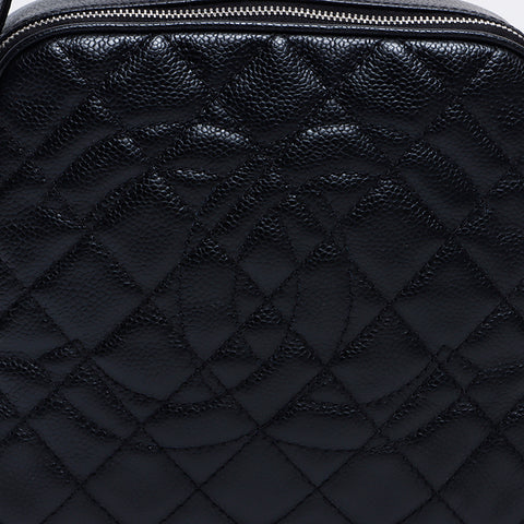 極美品 シャネル CHANEL 12番台 キャビアスキン ココマーク ショルダーバッグ  ブラック WS8647