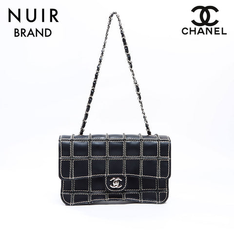 シャネル CHANEL 7番台 チョコバー チェーン ショルダーバッグ ブラック WS8648