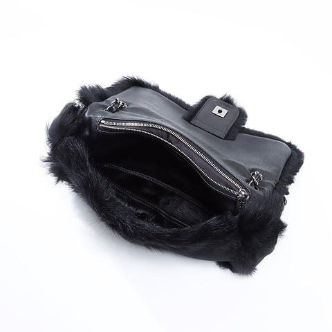 CHANEL 11th Chain Leather Shoulder Bag black WS8670