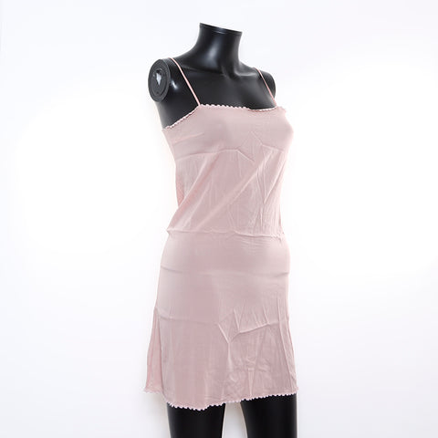 Chanel CHANEL 38 Pearl Long Sleeve Mohair Silk 2000s Dress Pink WS8676