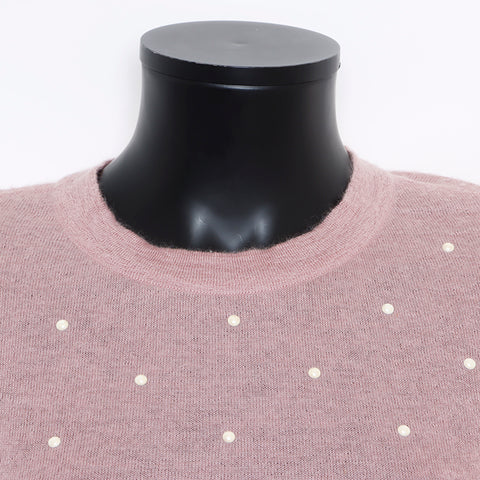 Chanel CHANEL 38 Pearl Long Sleeve Mohair Silk 2000s Dress Pink WS8676