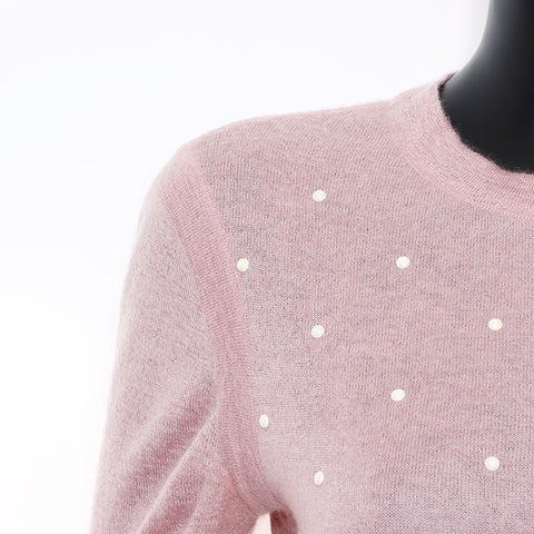 Chanel CHANEL 38 Pearl Long Sleeve Mohair Silk 2000s Dress Pink WS8676