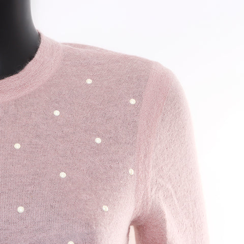 Chanel CHANEL 38 Pearl Long Sleeve Mohair Silk 2000s Dress Pink WS8676
