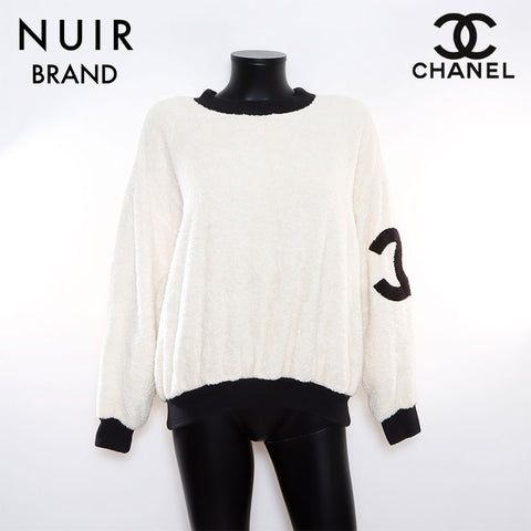 Chanel CHANEL Towel Sweatshirt Ivory Black WS8681