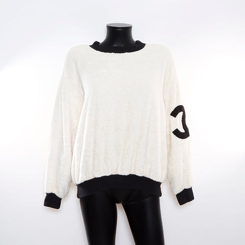 Chanel CHANEL Towel Sweatshirt Ivory Black WS8681