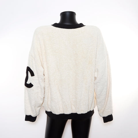 Chanel CHANEL Towel Sweatshirt Ivory Black WS8681