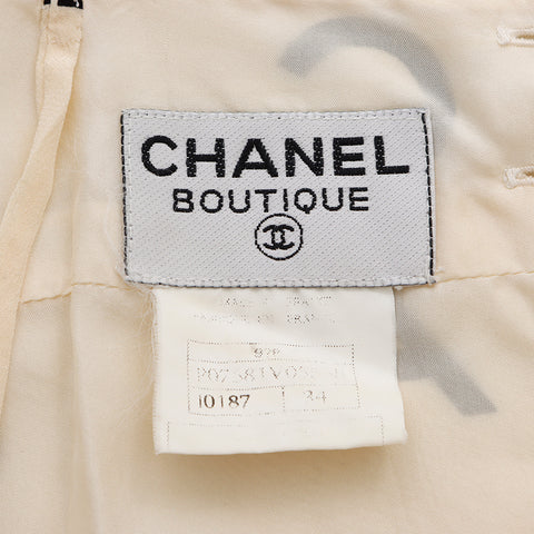 シャネル CHANEL シルク 97p Size:34 ワンピース アイボリー ブラック WS8682