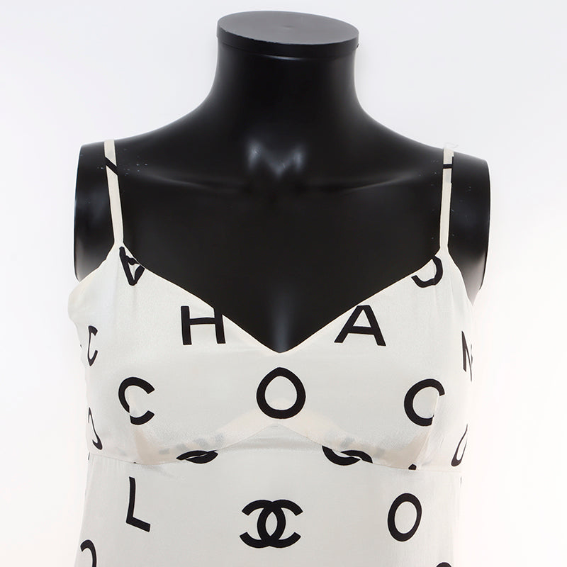 シャネル CHANEL シルク 97p Size:34 ワンピース アイボリー ブラック