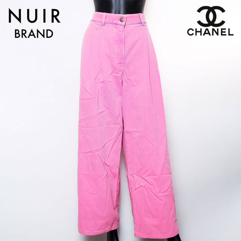 シャネル CHANEL コットン J03 サイズ:42 ワイド パンツ ピンク WS8691