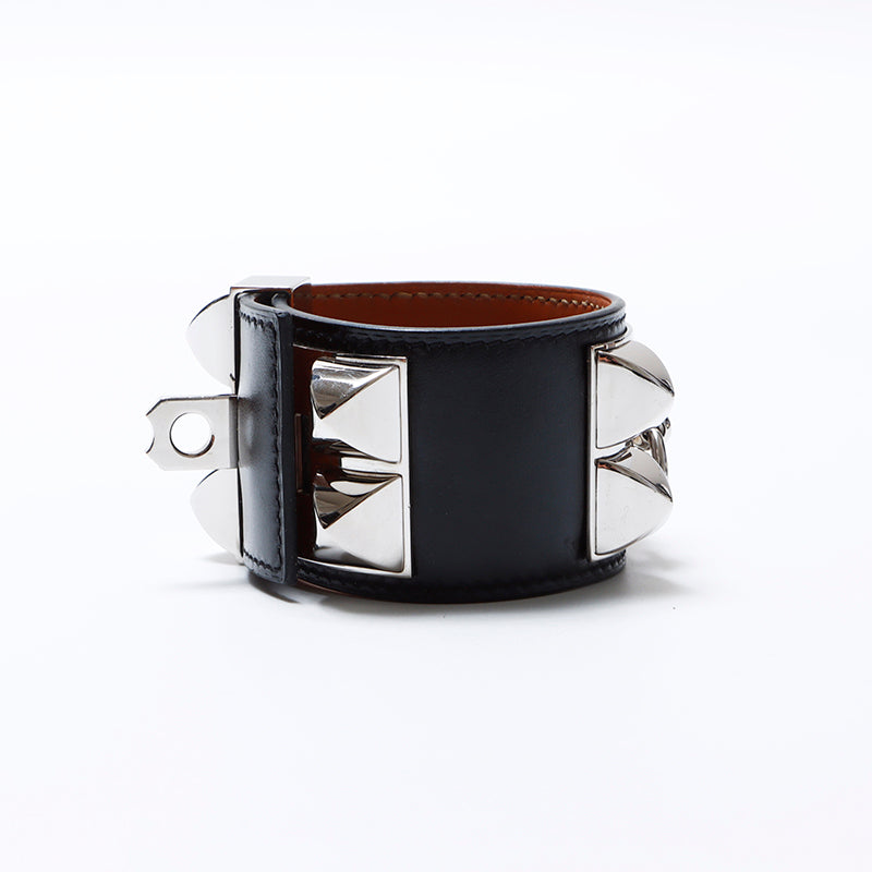 エルメス HERMES T2 D FM PM 005 コリエ レザー ブレスレット ブラック