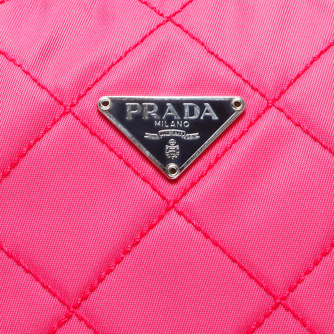 プラダ PRADA ナイロン キルテキング ポーチ ピンク WS8706